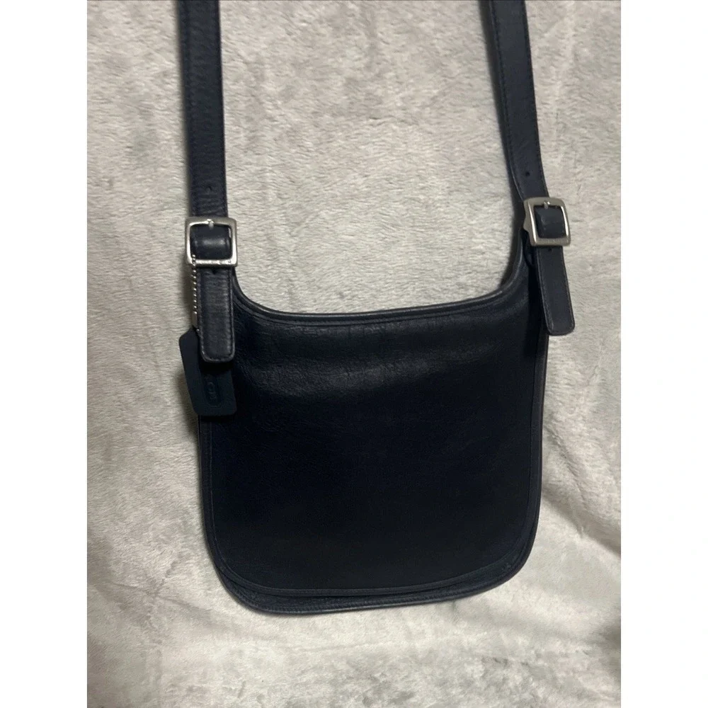 Vintage COACH 9131 Legacy Saddle Black Leather Flap Crossbody Shoulder Bag READ